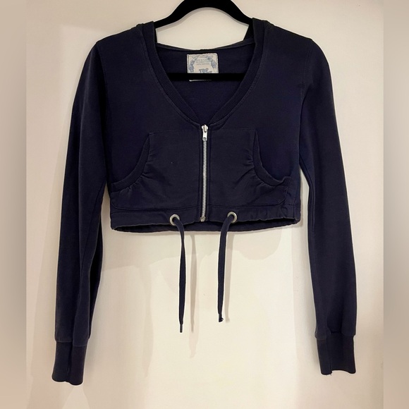 Cropped zip up hoodie with drawstring (vintage) - Picture 1 of 3